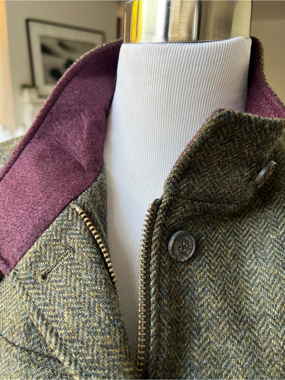 House of Bruar of Scotland Herringbone Wool Blend Field Hunt Jacket size 8 - Picture 3 of 10
